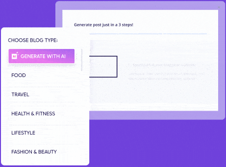Content creation tool interface with an option to 'Generate with AI'