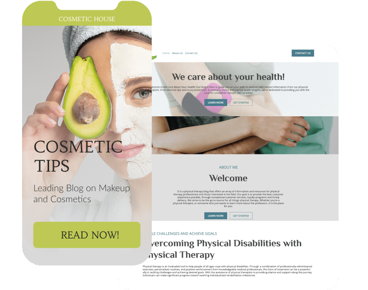 Website homepage of 'Cosmetic House'