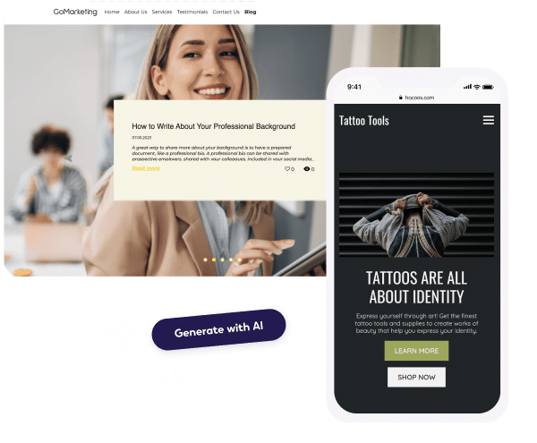 Showcasing the appearance of websites created by Hocoos AI on different devices