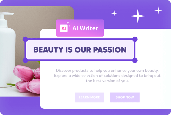 Cosmetic website banner with ‘Learn More’