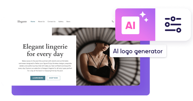 Homepage example of boutique offering elegant lingerie. The website features a sleek design with a navigation bar including Home