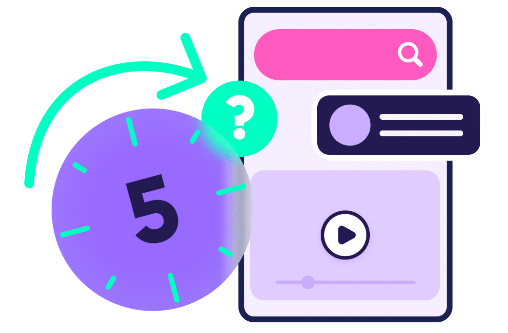 A purple icon displaying a clock and arrow, representing an AI-powered website builder.