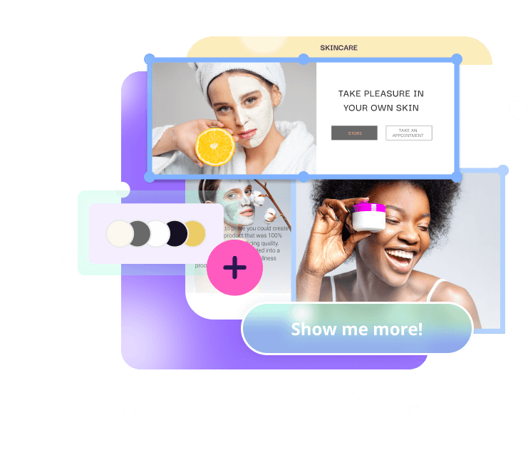 An AI website with a picture of a woman wearing makeup.