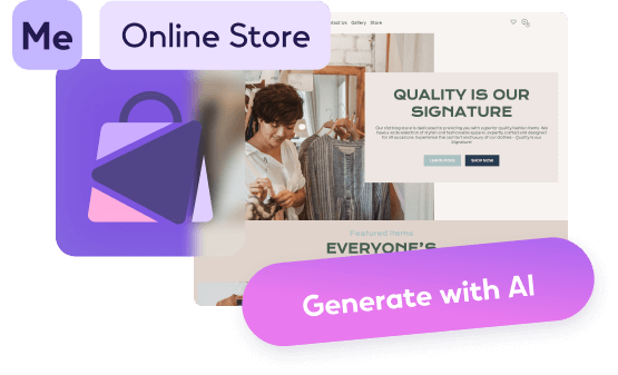 Web page of online shop featuring quality clothing and AI tool.